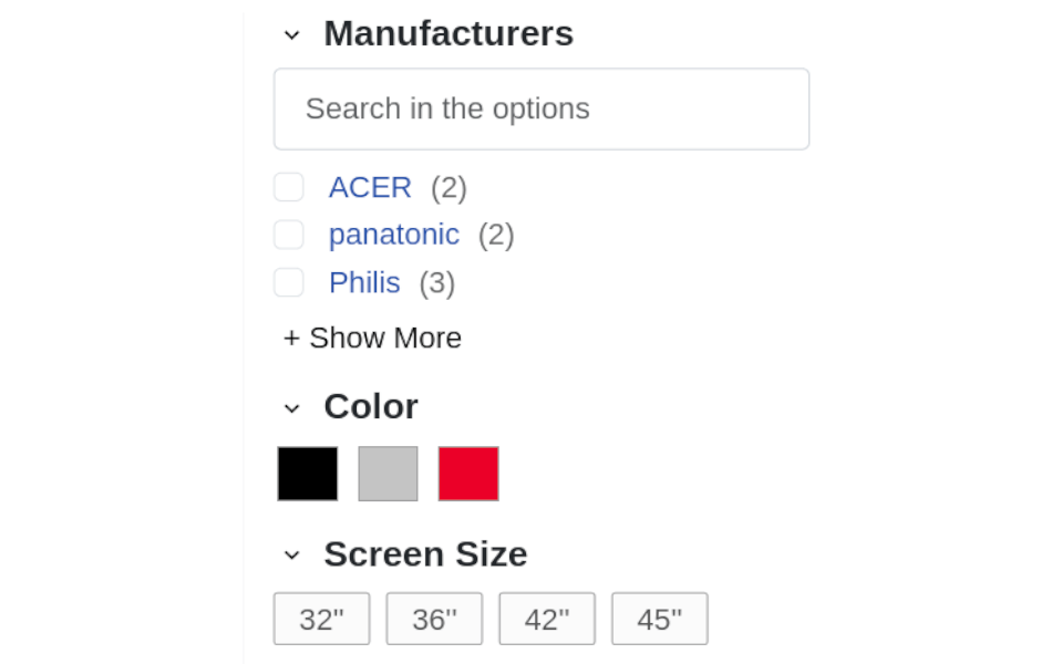 Virtuemart filters overview