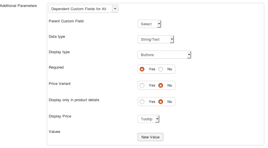 customfield creation params