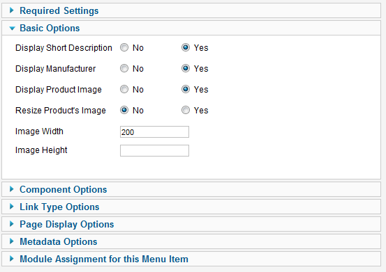 Basic menuItem settings