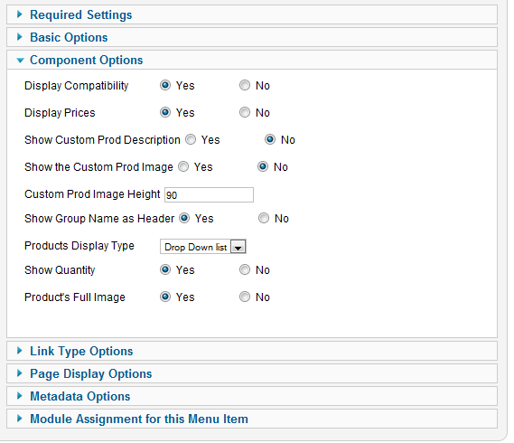 Component options