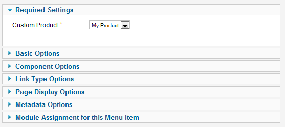required menuItem settings